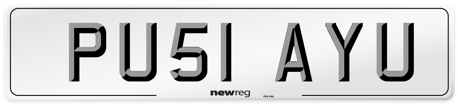 PU51 AYU Number Plate from New Reg